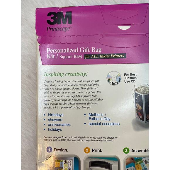 3M Printscape Personalized Gift Bag Kit Square Base For All Inkjet Printers - Picture 4 of 5